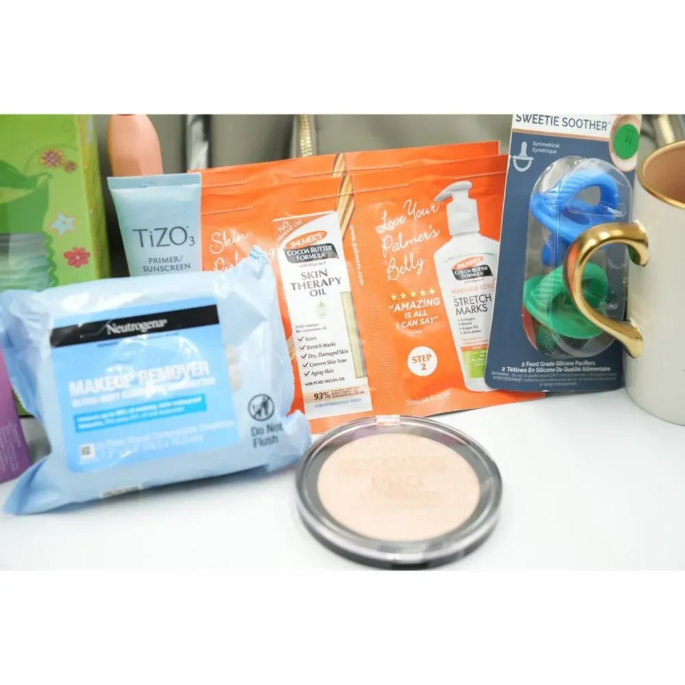 New Mom Gift Set | Diaper Bag Set, Skincare, Tumbler,‎ Pacifiers, Makeup
